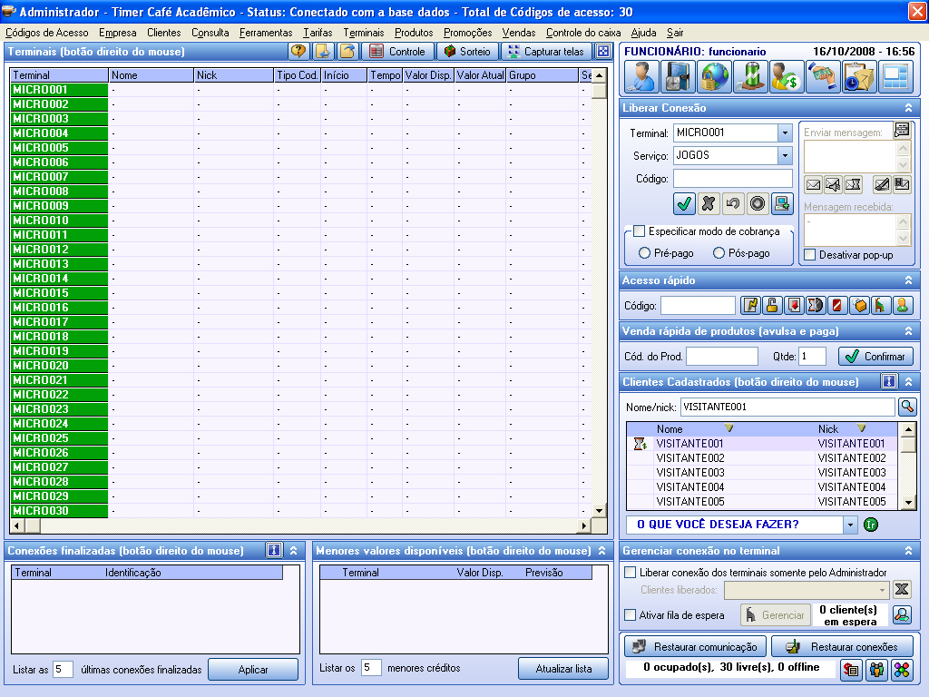 Screenshot of Timer Cafe Lan House Manager